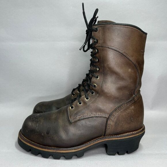 Red Wing Logger Boots Men's 8.5 Gore-Tex‎ Brown Leather Lace Up Steel Toe Work - Picture 6 of 14